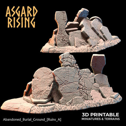 3D Printed Asgard Rising Abandoned Burial Ground Ruins 28 32 mm Wargaming DnD
