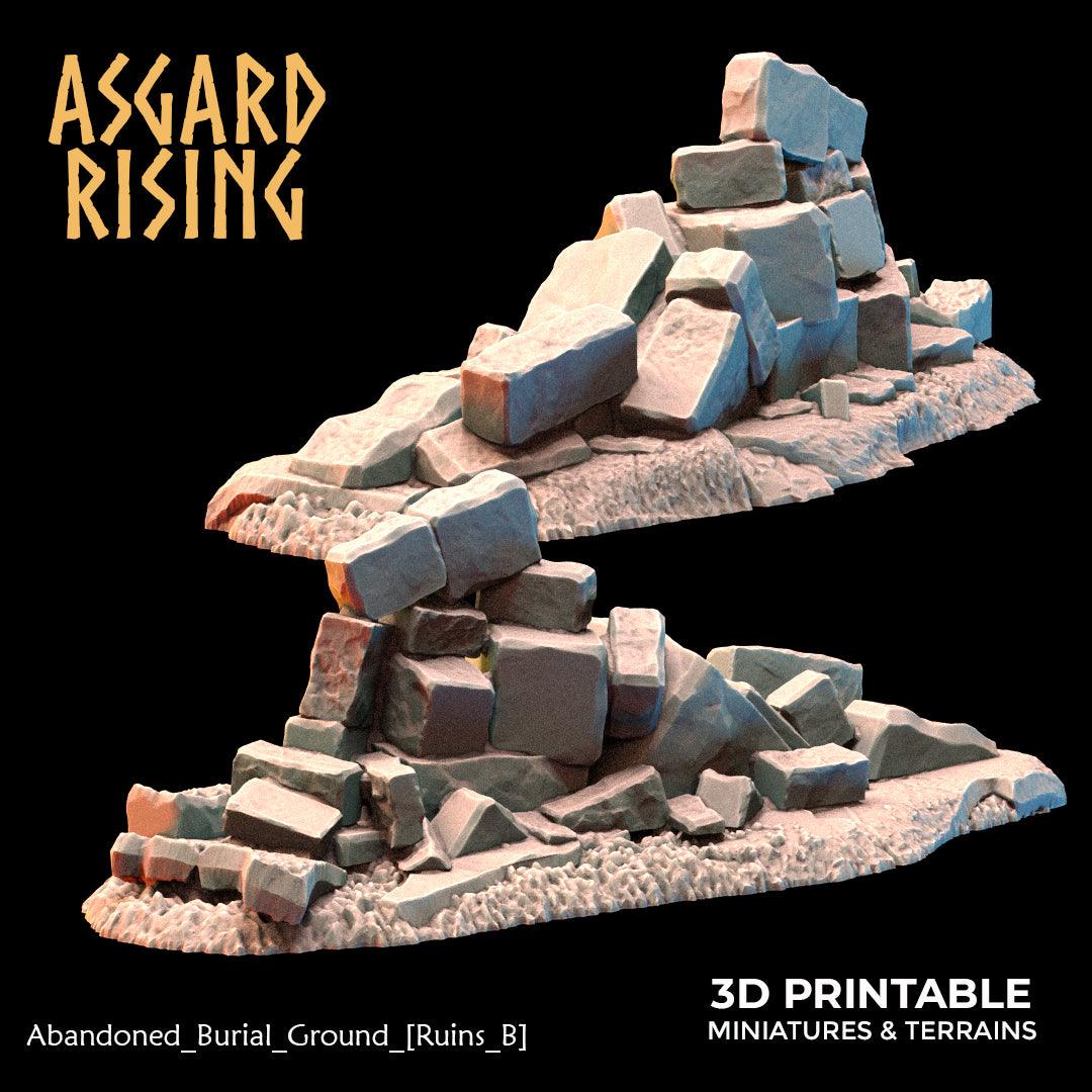 3D Printed Asgard Rising Abandoned Burial Ground Ruins 28 32 mm Wargaming DnD