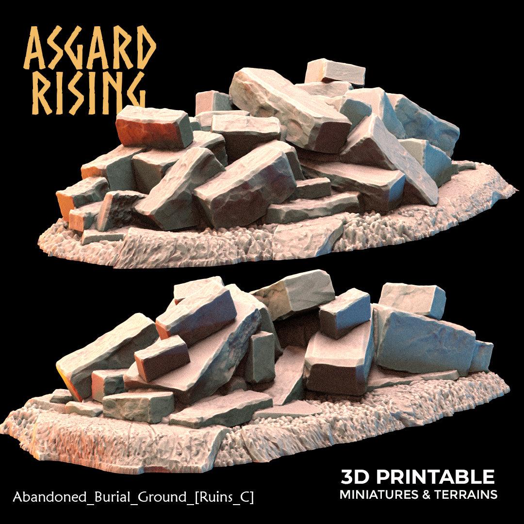3D Printed Asgard Rising Abandoned Burial Ground Ruins 28 32 mm Wargaming DnD