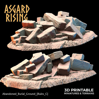 3D Printed Asgard Rising Abandoned Burial Ground Ruins 28 32 mm Wargaming DnD