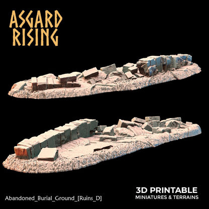 3D Printed Asgard Rising Abandoned Burial Ground Ruins 28 32 mm Wargaming DnD
