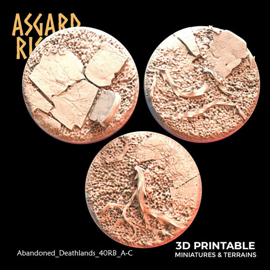 3D Printed Asgard Rising Abandoned Deathlands 3x 40mm Round Base Wargaming DnD