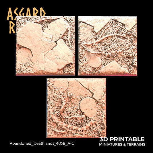 3D Printed Asgard Rising Abandoned Deathlands 3x 40mm Square Base Wargaming DnD