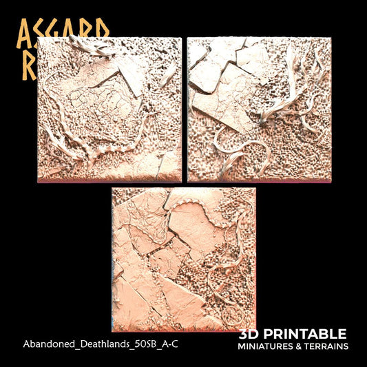 3D Printed Asgard Rising Abandoned Deathlands 3x 50mm Square Base Wargaming DnD