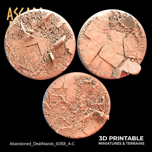 3D Printed Asgard Rising Abandoned Deathlands 3x 60mm Round Base Wargaming DnD