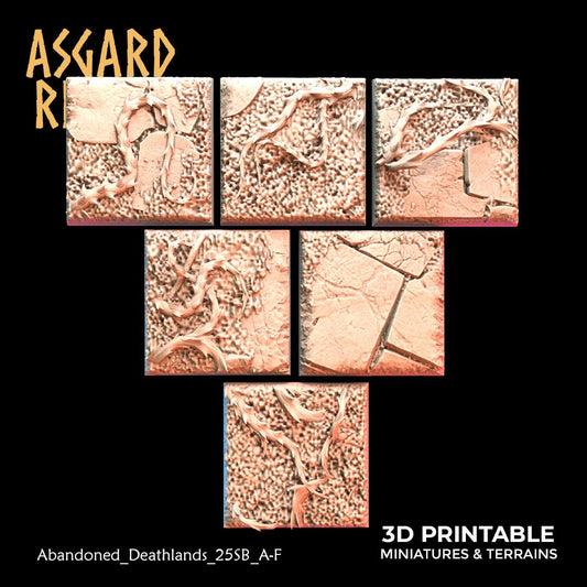 3D Printed Asgard Rising Abandoned Deathlands 6x 20 25 30 35mm Square Base Wargaming DnD