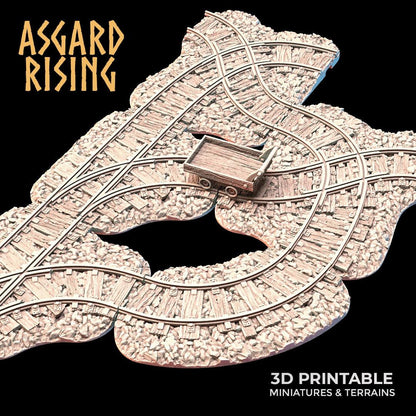 3D Printed Asgard Rising Advanced Dwarven Mines Underground Railroad 28mm - 32mm