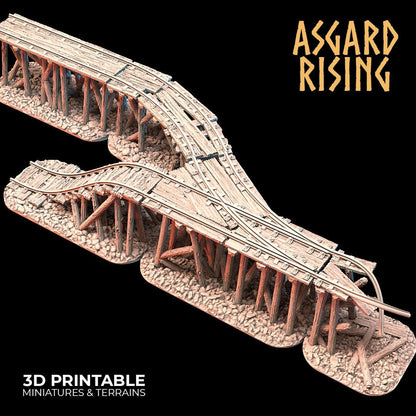 3D Printed Asgard Rising Advanced Dwarven Mines Underground Railroad 28mm - 32mm