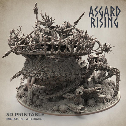 3D Printed Asgard Rising Ancient Spider Queen with Palanquin 32mm D&D