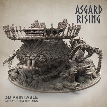 3D Printed Asgard Rising Ancient Spider Queen with Palanquin 32mm D&D