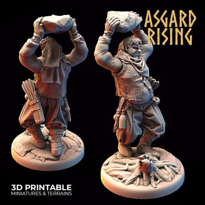 3D Printed Asgard Rising Bandit Deserters Slingers Modular Warband 28mm - 32mm