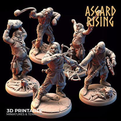 3D Printed Asgard Rising Bandit Deserters Slingers Modular Warband 28mm - 32mm
