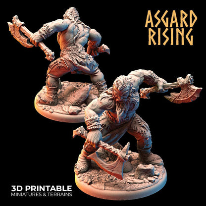3D Printed Asgard Rising Berserker Miniature  - 28mm 32mm D&D