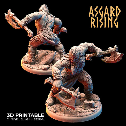 3D Printed Asgard Rising Berserker Miniature  - 28mm 32mm D&D