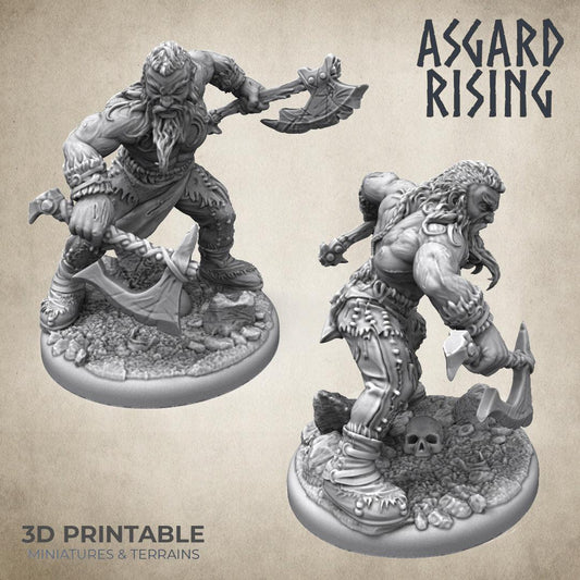 3D Printed Asgard Rising Berserker Miniature  - 28mm 32mm D&D