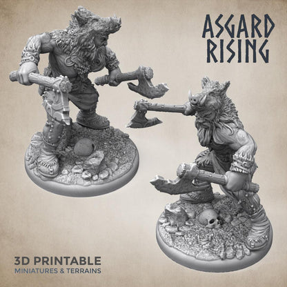 3D Printed Asgard Rising Berserker Miniature  - 28mm 32mm D&D