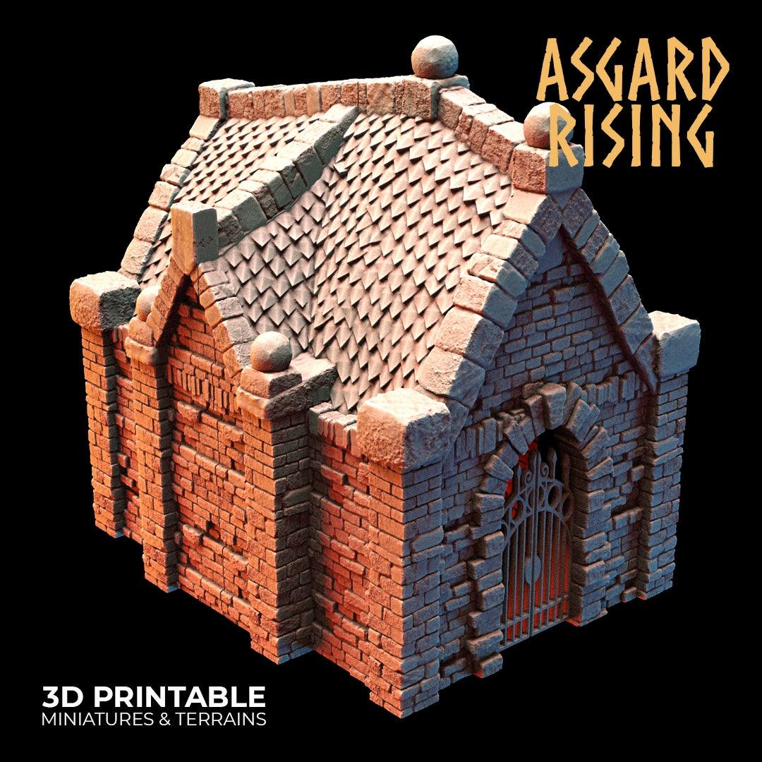 3D Printed Asgard Rising Cemetery Mausoleum Set 28mm-32mm Ragnarok D&D