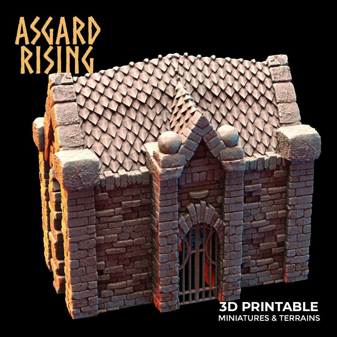 3D Printed Asgard Rising Cemetery Mausoleum Set 28mm-32mm Ragnarok D&D