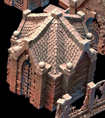 3D Printed Asgard Rising Cemetery Mausoleum Set 28mm-32mm Ragnarok D&D