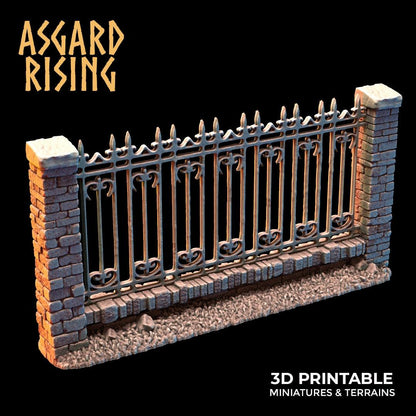 3D Printed Asgard Rising Cemetery Stone Wall Fence Set 28mm-32mm Ragnarok D&D