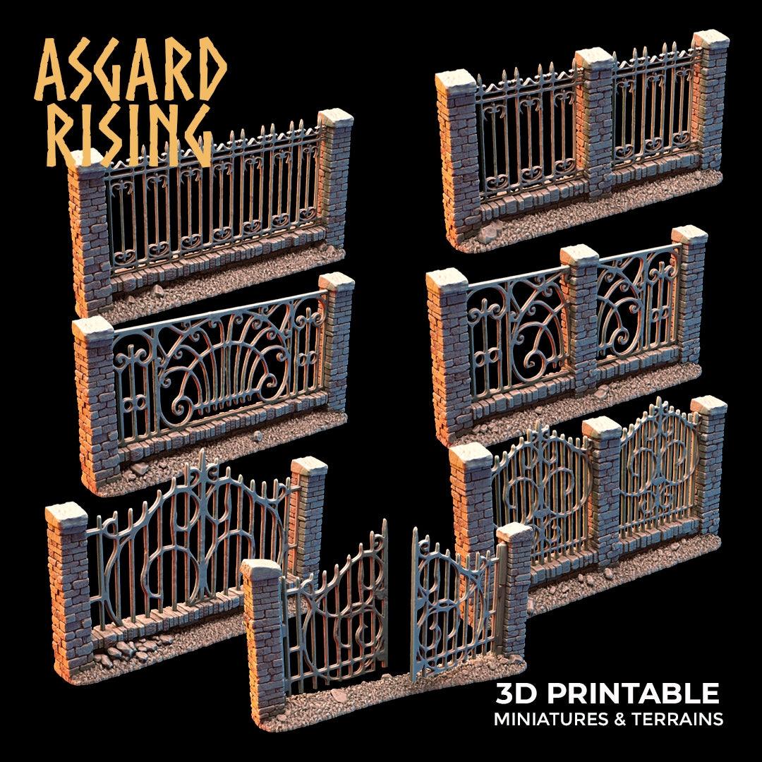 3D Printed Asgard Rising Cemetery Stone Wall Fence Set 28mm-32mm Ragnarok D&D