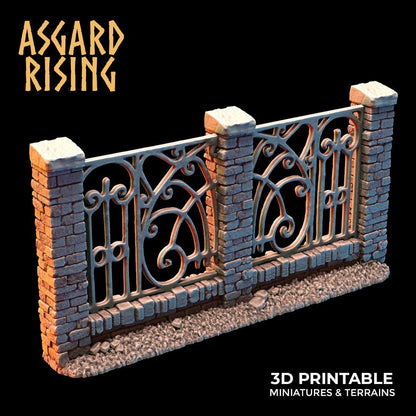 3D Printed Asgard Rising Cemetery Stone Wall Fence Set 28mm-32mm Ragnarok D&D