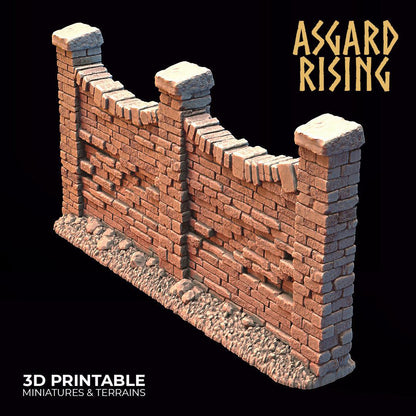 3D Printed Asgard Rising Cemetery Stone Wall Gate Set A 28mm-32mm Ragnarok D&D