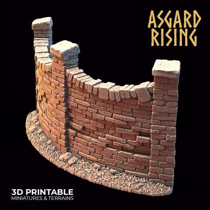 3D Printed Asgard Rising Cemetery Stone Wall Gate Set A 28mm-32mm Ragnarok D&D