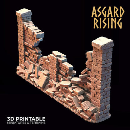 3D Printed Asgard Rising Cemetery Stone Wall Gate Set A 28mm-32mm Ragnarok D&D