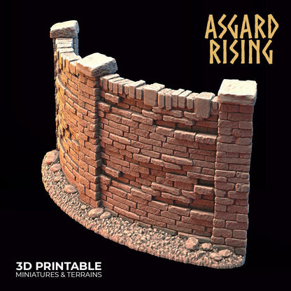 3D Printed Asgard Rising Cemetery Stone Wall Gate Set B 28mm-32mm Ragnarok D&D