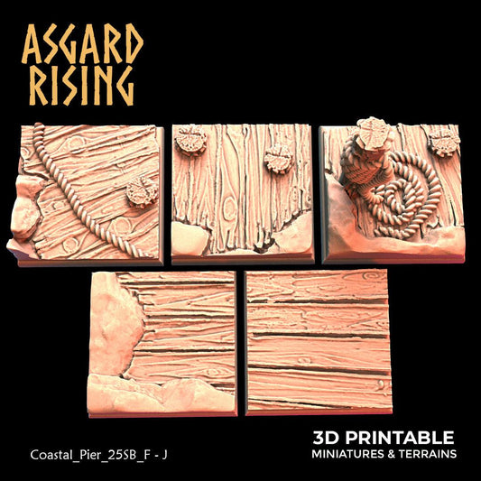 3D Printed Asgard Rising Coastal Pier Set 2 - 20 25 30 35mm Square Bases 28 32 mm Wargaming DnD