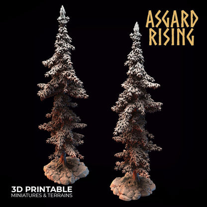 3D Printed Asgard Rising Conifers Spruce Modular Forest Tree Set 32mm D&D