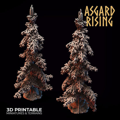 3D Printed Asgard Rising Conifers Spruce Modular Forest Tree Set 32mm D&D