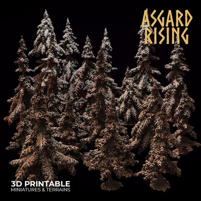 3D Printed Asgard Rising Conifers Spruce Modular Forest Tree Set 32mm D&D