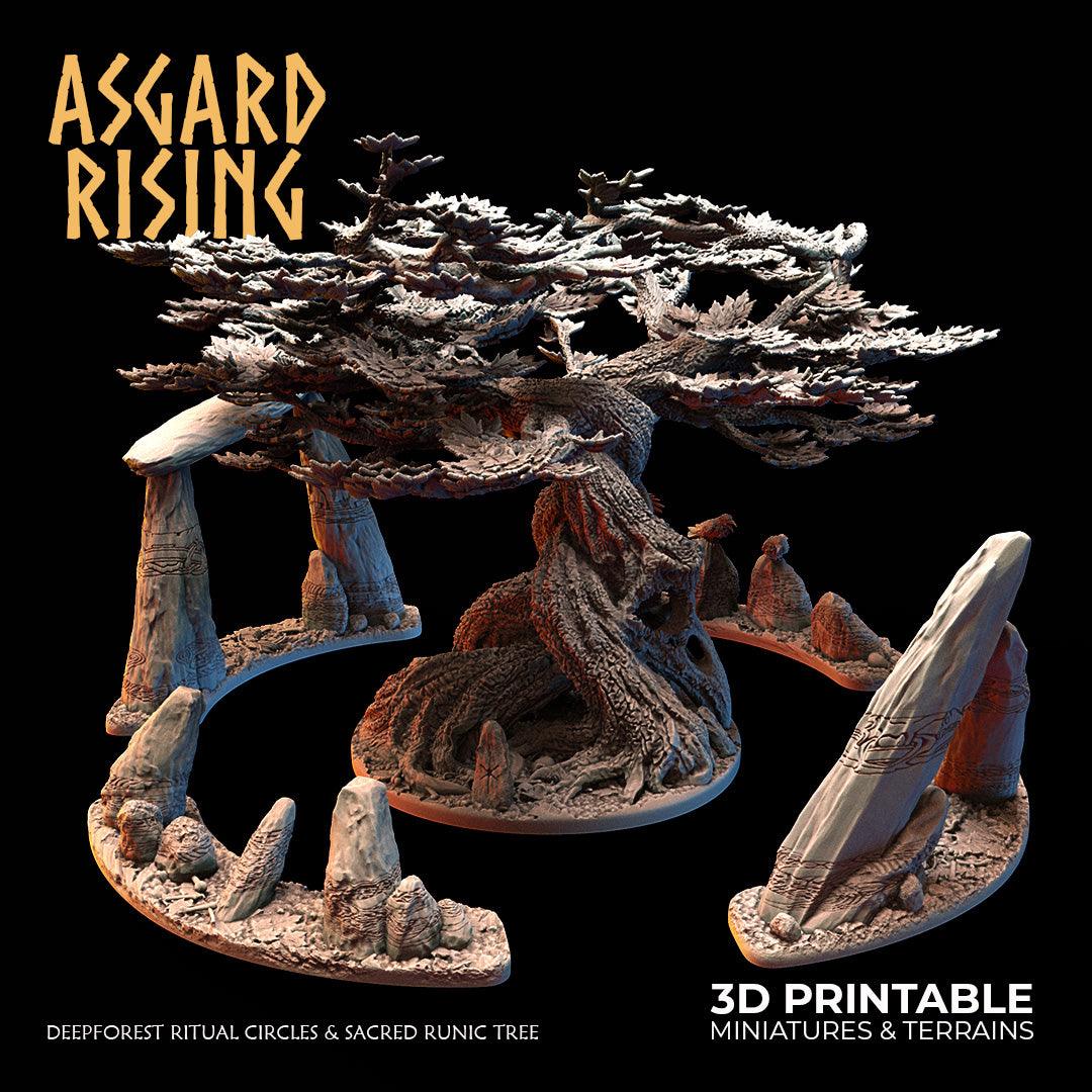 3D Printed Asgard Rising Deepforest Ritual Circles & Sacred Runic Tree - 28 32mm Wargaming DnD