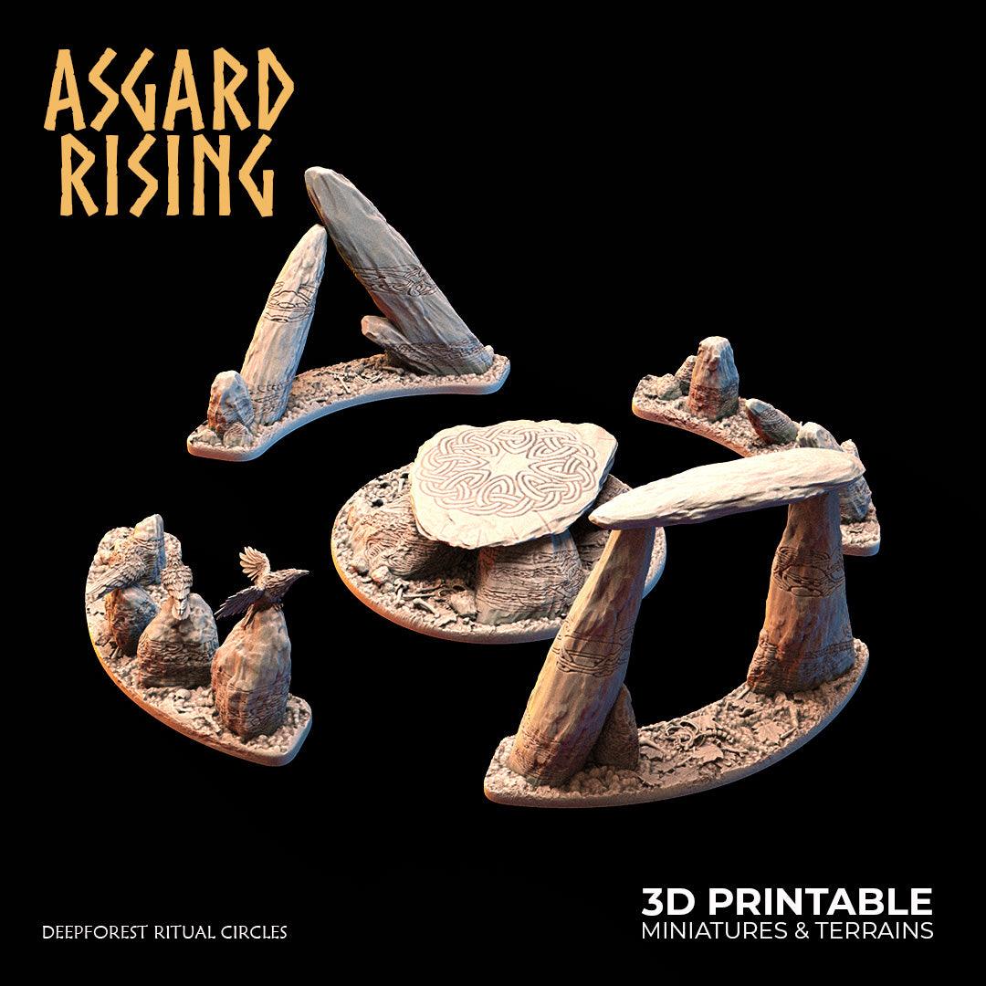 3D Printed Asgard Rising Deepforest Ritual Circles & Sacred Runic Tree - 28 32mm Wargaming DnD