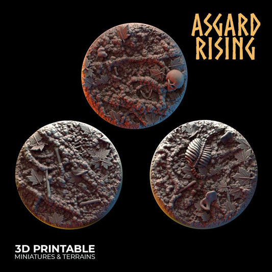 3D Printed Asgard Rising Deepforest Ritual Ground Round Base Set - 3 x 32 35 mm Round Base Set B Wargaming DnD