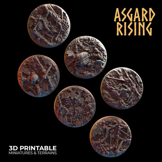 3D Printed Asgard Rising Deepforest Ritual Ground Round Base Set - 6 x 25 28 mm Round Base Set B Wargaming DnD