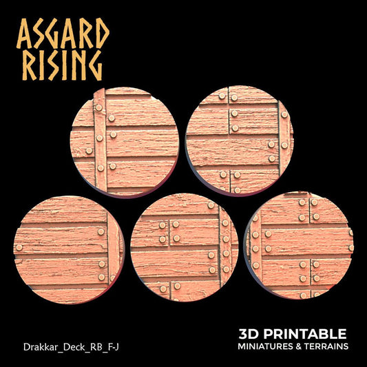 3D Printed Asgard Rising Drakkar Deck Round Bases 25 28 32 35mm Version 2 28 32 mm Wargaming DnD