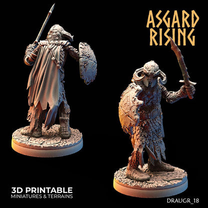 3D Printed Asgard Rising Draugr Barrow Guards Modular Set B 28 32 mm Wargaming DnD