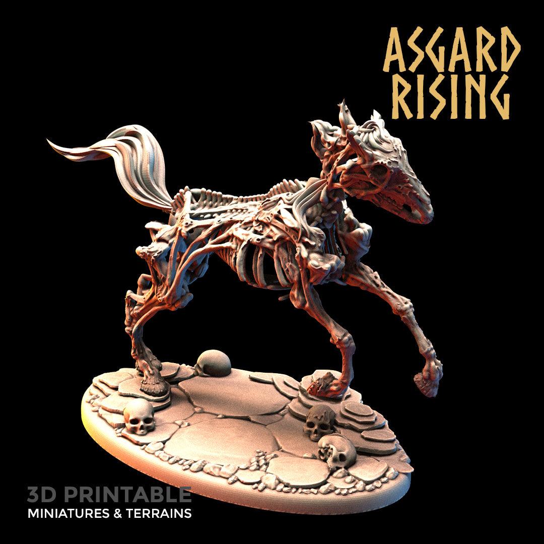 3D Printed Asgard Rising Draugr - Undead Skeleton Horses Set 28mm - 32mm