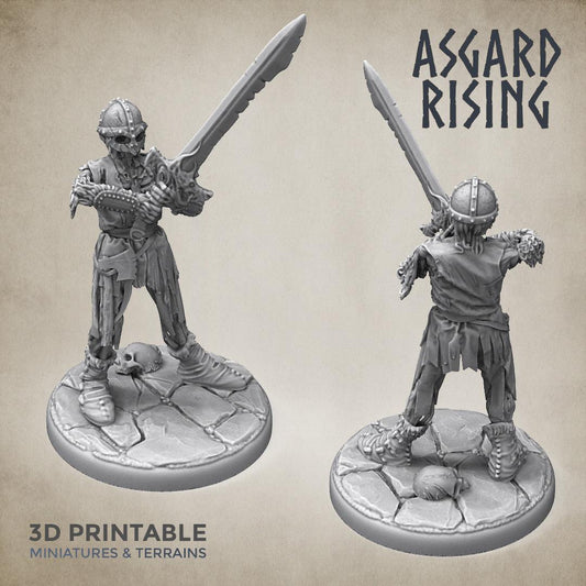 3D Printed Asgard Rising Draugr Undead Skeleton Warrior Miniature  - 28mm 32mm D&D