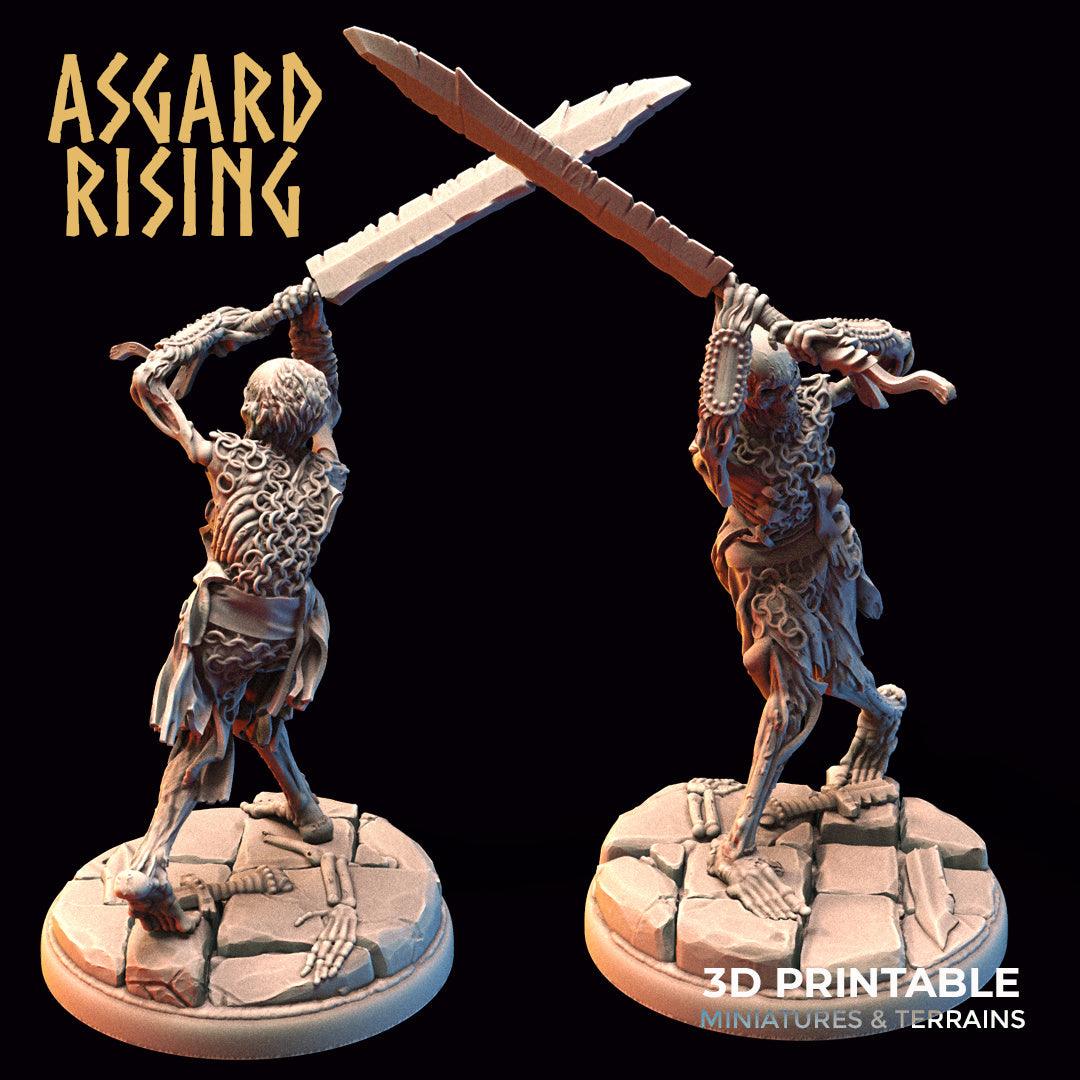 3D Printed Asgard Rising Draugr - Undead Skeleton Warriors Set 28mm - 32mm