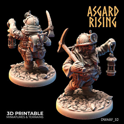 3D Printed Asgard Rising Dwarf Dwarven Miners Set 1 28mm - 32mm