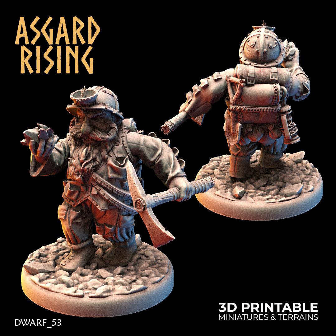 3D Printed Asgard Rising Dwarf Dwarven Miners Set 1 28mm - 32mm