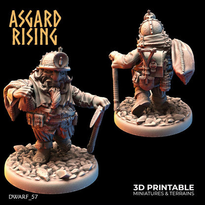 3D Printed Asgard Rising Dwarf Dwarven Miners Set 2 28mm - 32mm