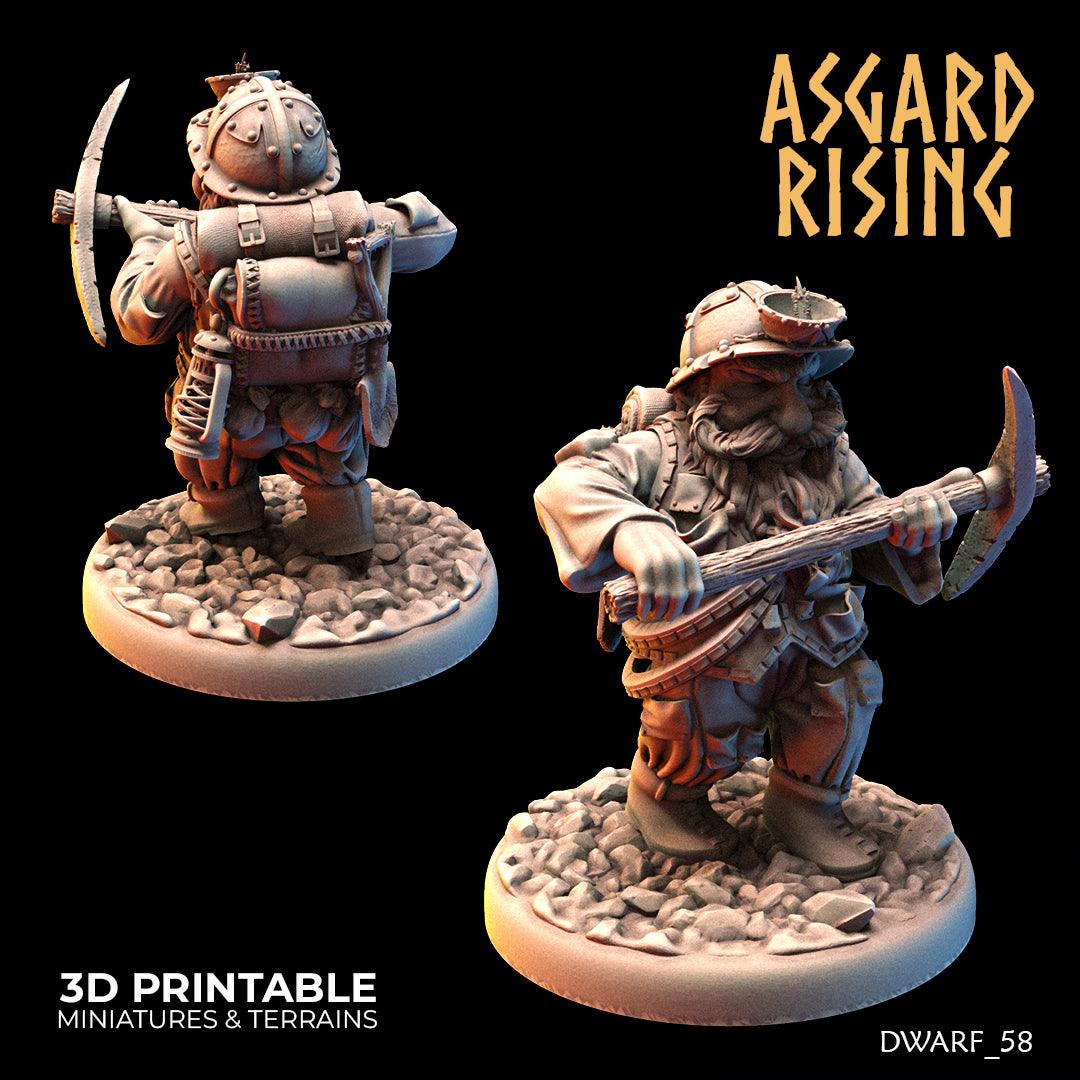 3D Printed Asgard Rising Dwarf Dwarven Miners Set 2 28mm - 32mm