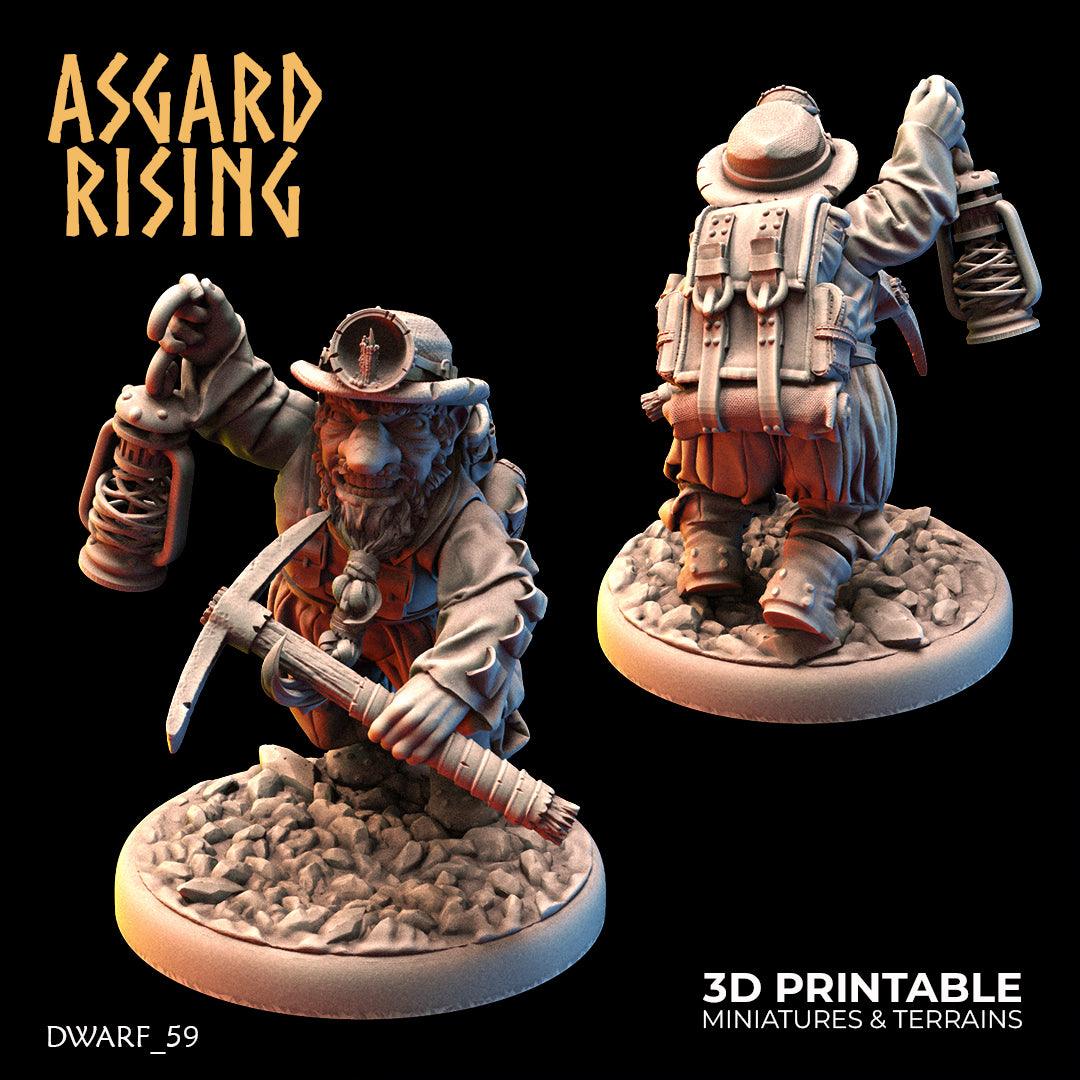 3D Printed Asgard Rising Dwarf Dwarven Miners Set 2 28mm - 32mm
