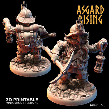 3D Printed Asgard Rising Dwarf Dwarven Miners Set 2 28mm - 32mm