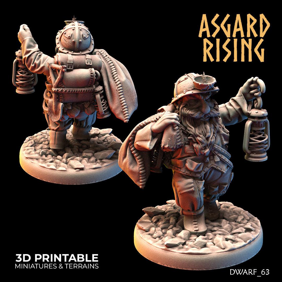 3D Printed Asgard Rising Dwarf Dwarven Miners Set 3 28mm - 32mm